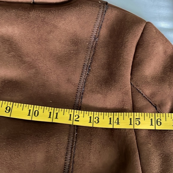 Vintage Tower by London Fog Brown Faux Suede Faux Fur Hooded Coat, Size S - Picture 15 of 16